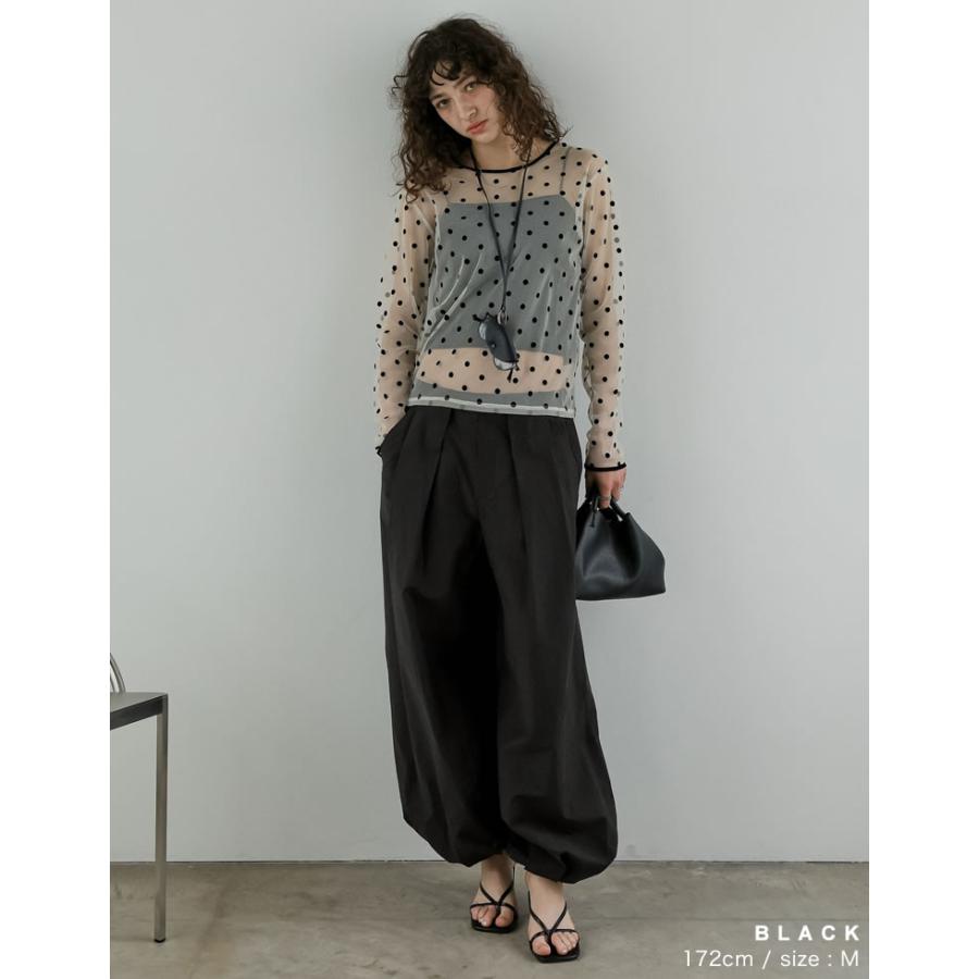 パンツ レディース カーブパンツ バレルパンツ 低身長 高身長 バルーンパンツ 体型カバー ポケットあり ウエストバッグゴム 2026春夏 | Re:EDIT | 09