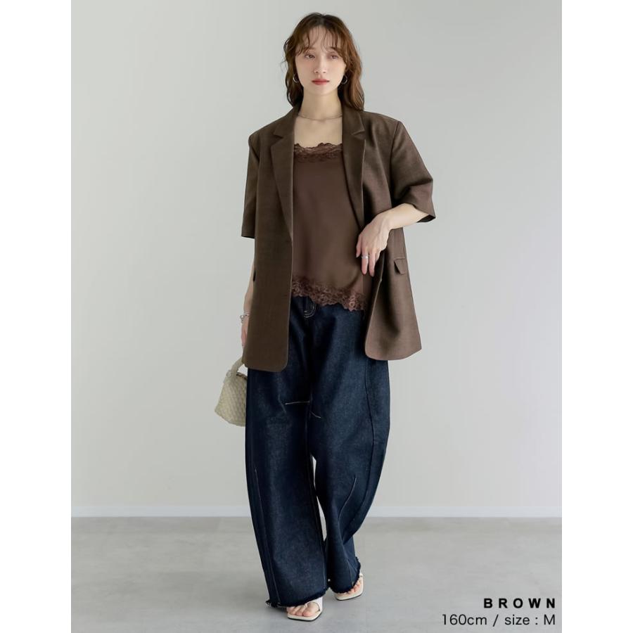 レースキャミソール レディース キャミソール M/L サテン キャミトップス レース レイヤード 重ね着 春夏[mb] | Re:EDIT | 16