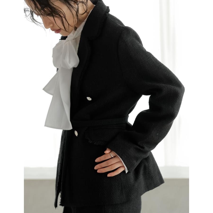 卒業式 母 服装 セレモニー ジャケット アウター レディース 3色 M/L テーラード ポケット付き 羽織り セットアップ対応 ベルト付き オケージョン 春夏 | Re:EDIT | 13