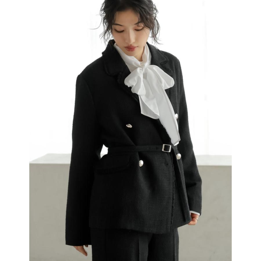 卒業式 母 服装 セレモニー ジャケット アウター レディース 3色 M/L テーラード ポケット付き 羽織り セットアップ対応 ベルト付き オケージョン 春夏 | Re:EDIT | 15
