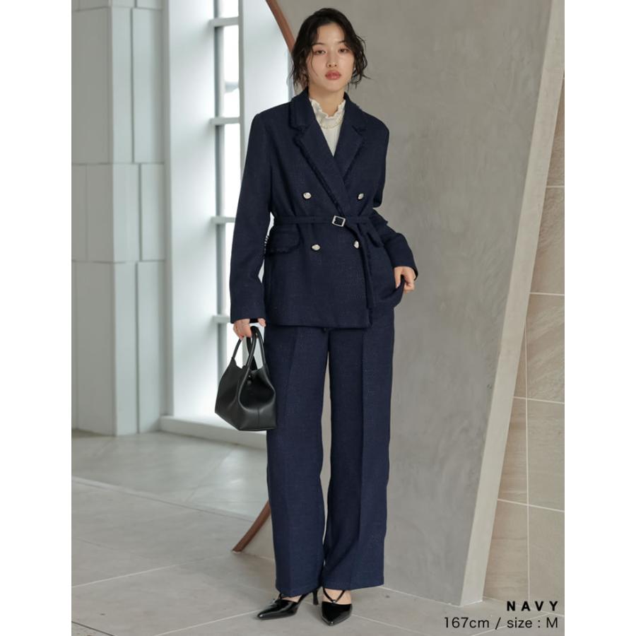 卒業式 母 服装 セレモニー ジャケット アウター レディース 3色 M/L テーラード ポケット付き 羽織り セットアップ対応 ベルト付き オケージョン 春夏 | Re:EDIT | 18