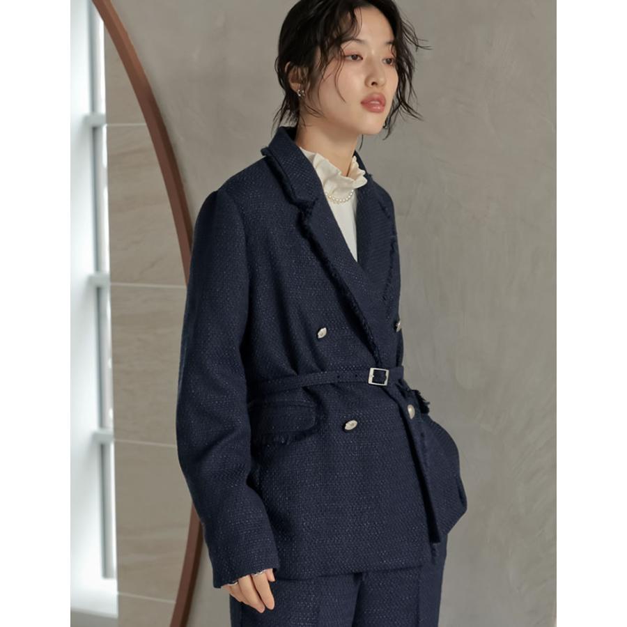 卒業式 母 服装 セレモニー ジャケット アウター レディース 3色 M/L テーラード ポケット付き 羽織り セットアップ対応 ベルト付き オケージョン 春夏 | Re:EDIT | 19