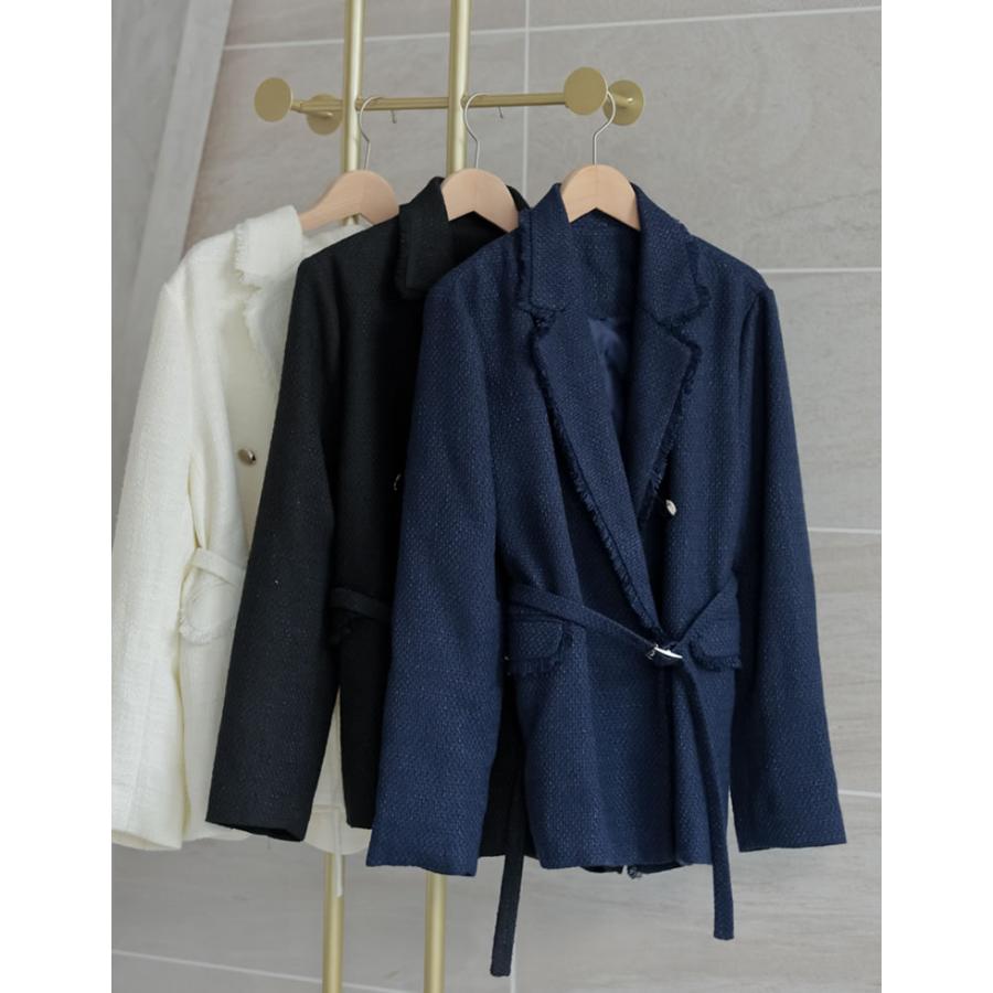卒業式 母 服装 セレモニー ジャケット アウター レディース 3色 M/L テーラード ポケット付き 羽織り セットアップ対応 ベルト付き オケージョン 春夏 | Re:EDIT | 04