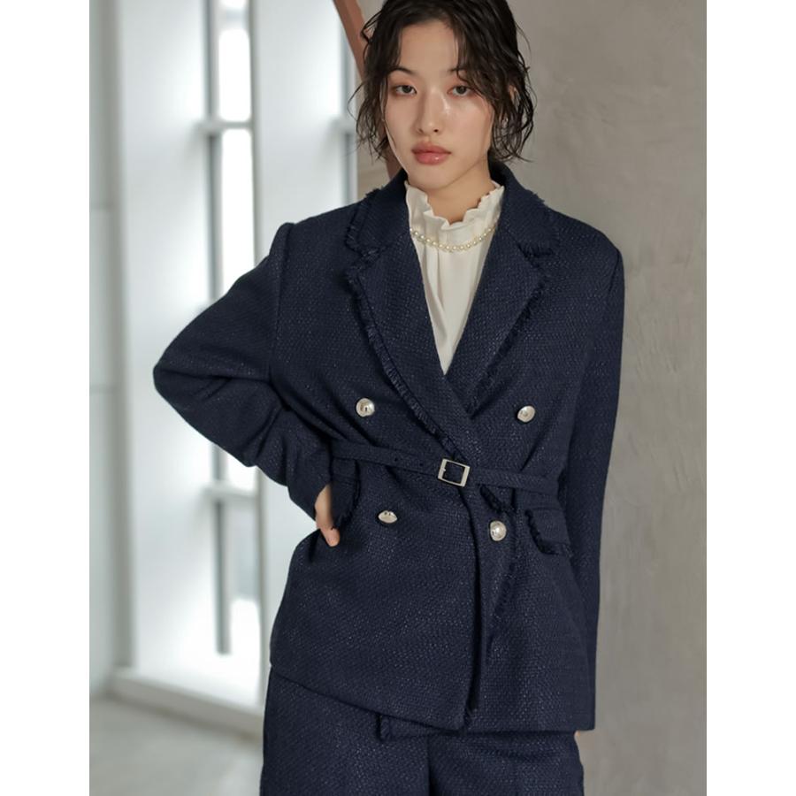 卒業式 母 服装 セレモニー ジャケット アウター レディース 3色 M/L テーラード ポケット付き 羽織り セットアップ対応 ベルト付き オケージョン 春夏 | Re:EDIT | 07