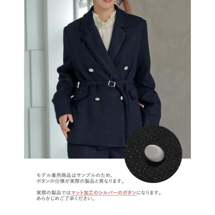 卒業式 母 服装 セレモニー ジャケット アウター レディース 3色 M/L テーラード ポケット付き 羽織り セットアップ対応 ベルト付き オケージョン 春夏 | Re:EDIT | 09