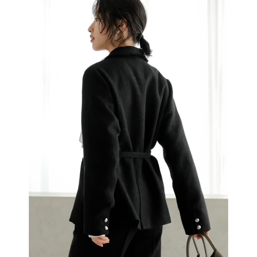 卒業式 母 服装 セレモニー ジャケット アウター レディース 3色 M/L テーラード ポケット付き 羽織り セットアップ対応 ベルト付き オケージョン 春夏 | Re:EDIT | 11