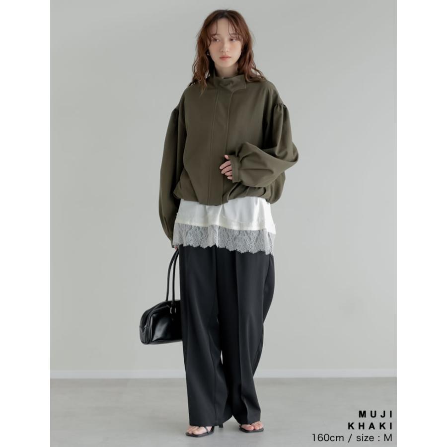 ブルゾン レディース アウター M/L 無地 ドット柄 バルーンシルエット ライトアウター ジャケット 体型カバー ポケットあり 春夏 | Re:EDIT | 21