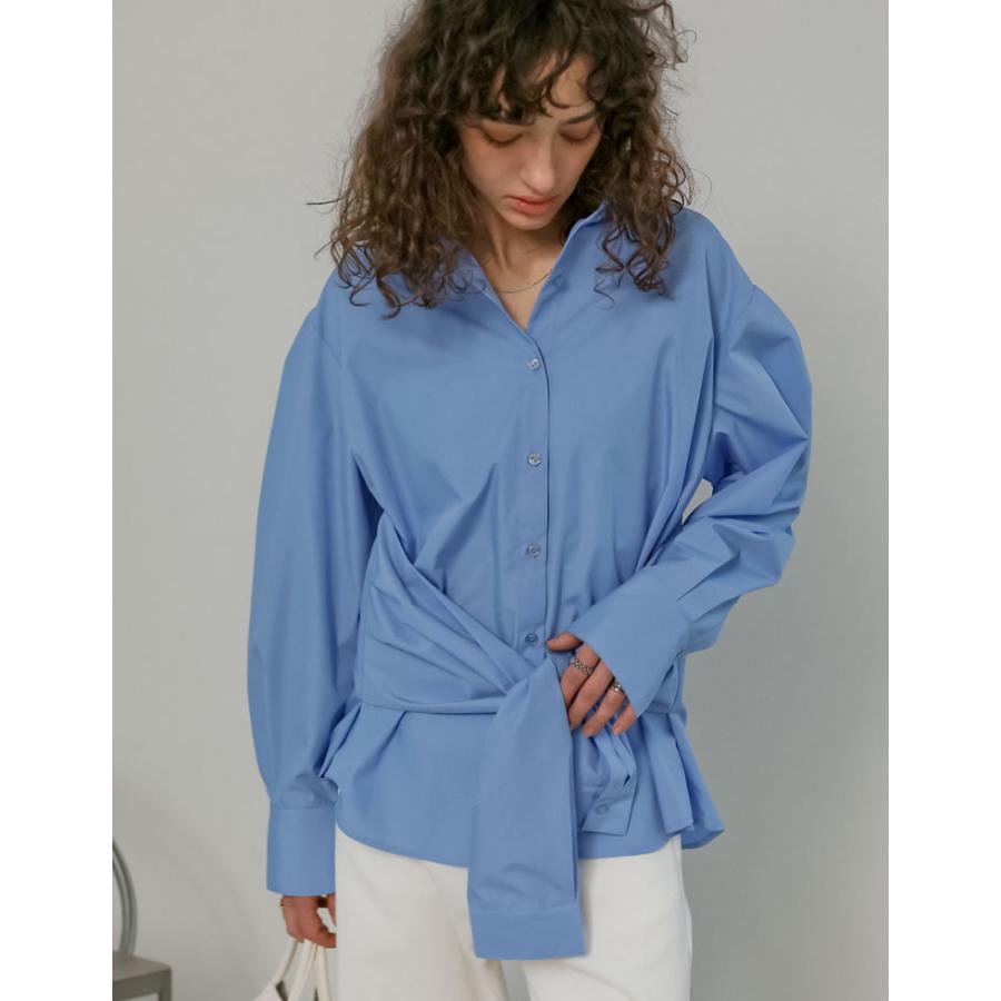 トップス シャツ ブラウス レディース 4色 M/L ウエスト巻き ウエストデザイン 長袖 レイヤード風 体型カバー春夏 | Re:EDIT | 15
