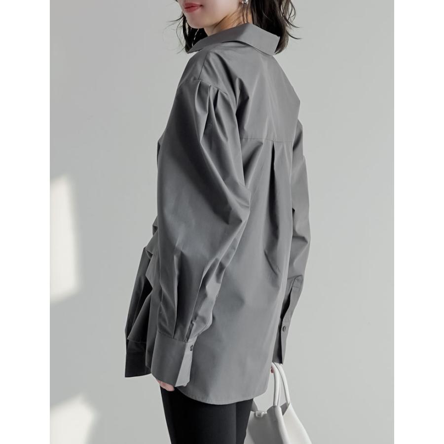 トップス シャツ ブラウス レディース 4色 M/L ウエスト巻き ウエストデザイン 長袖 レイヤード風 体型カバー春夏 | Re:EDIT | 18