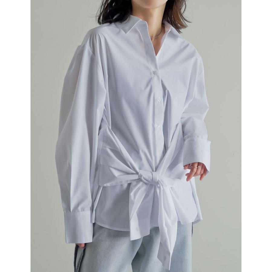 トップス シャツ ブラウス レディース 4色 M/L ウエスト巻き ウエストデザイン 長袖 レイヤード風 体型カバー春夏 | Re:EDIT | 06
