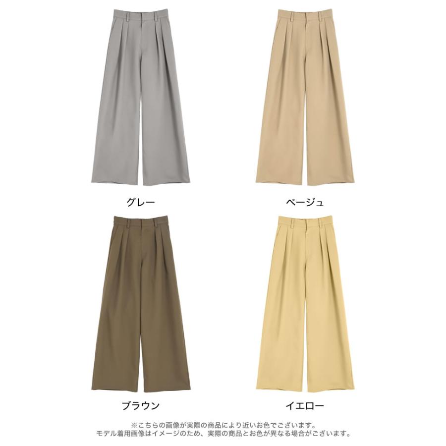 パンツ スラックス レディース 4色 低身長 高身長 タックパンツ セットアップ対応 体型カバー ポケットあり ウエストバックゴム 春夏 | Re:EDIT | 21