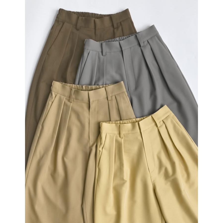 パンツ スラックス レディース 4色 低身長 高身長 タックパンツ セットアップ対応 体型カバー ポケットあり ウエストバックゴム 春夏 | Re:EDIT | 05