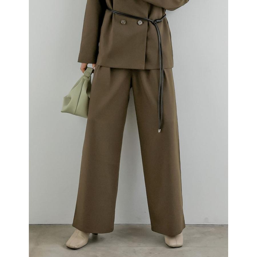 パンツ スラックス レディース 4色 低身長 高身長 タックパンツ セットアップ対応 体型カバー ポケットあり ウエストバックゴム 春夏 | Re:EDIT | 06