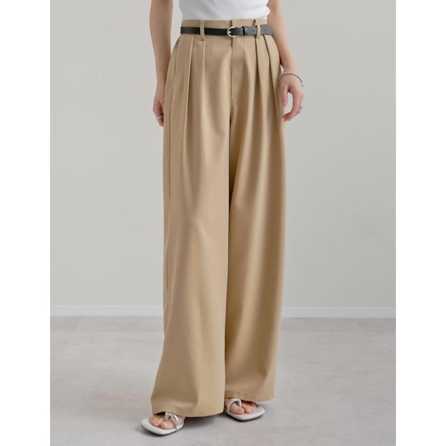 パンツ スラックス レディース 4色 低身長 高身長 タックパンツ セットアップ対応 体型カバー ポケットあり ウエストバックゴム 春夏 | Re:EDIT | 08