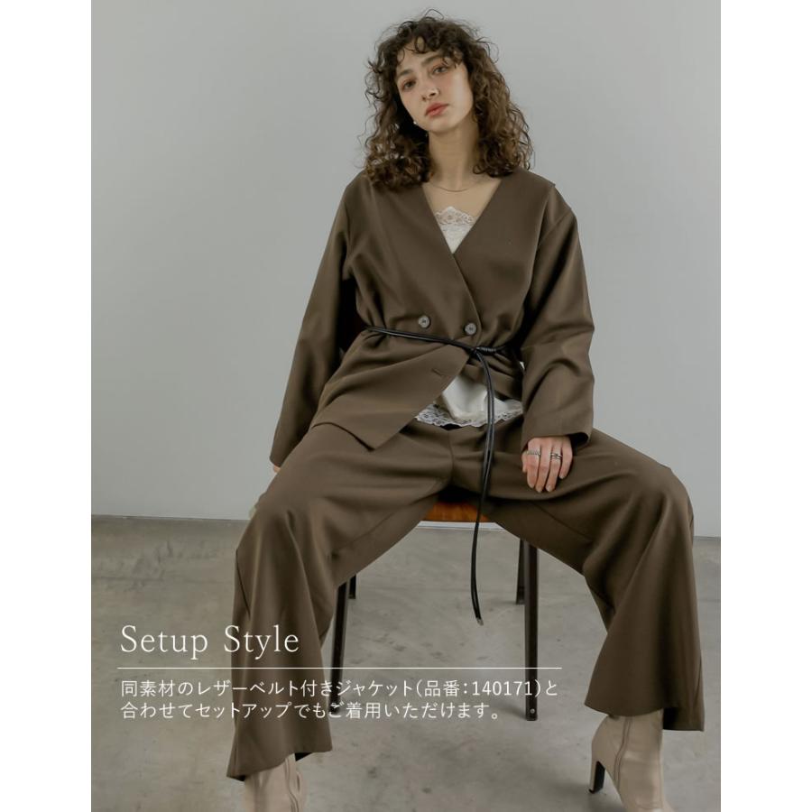 パンツ スラックス レディース 4色 低身長 高身長 タックパンツ セットアップ対応 体型カバー ポケットあり ウエストバックゴム 春夏 | Re:EDIT | 11