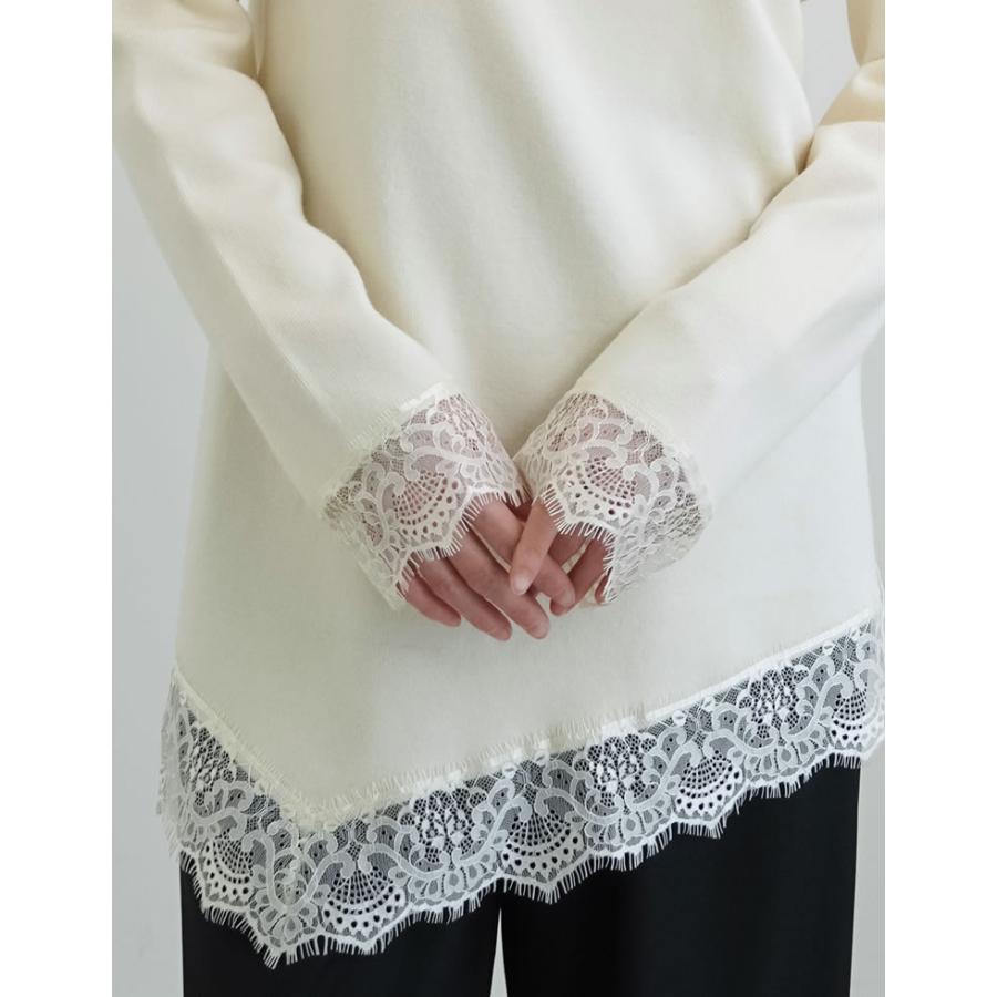 トップス 春夏ニット レディース 3色 M/L アシンメトリー レースニット 体型カバー ハイゲージ ボートネック 春夏 | Re:EDIT | 19