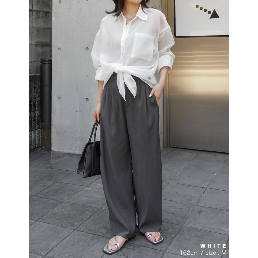 ブラウス レディース トップス シャツ M/L シアー 羽織り 2WAYシャツ 透け感 体型カバー 胸ポケット 春夏[mb] | Re:EDIT | 15