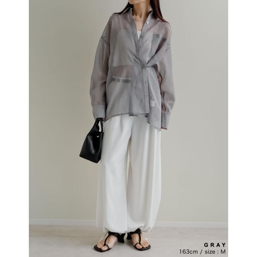 ブラウス レディース トップス シャツ M/L シアー 羽織り 2WAYシャツ 透け感 体型カバー 胸ポケット 春夏[mb] | Re:EDIT | 19