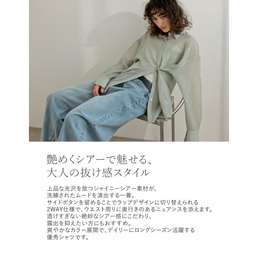 ブラウス レディース トップス シャツ M/L シアー 羽織り 2WAYシャツ 透け感 体型カバー 胸ポケット 春夏[mb] | Re:EDIT | 10