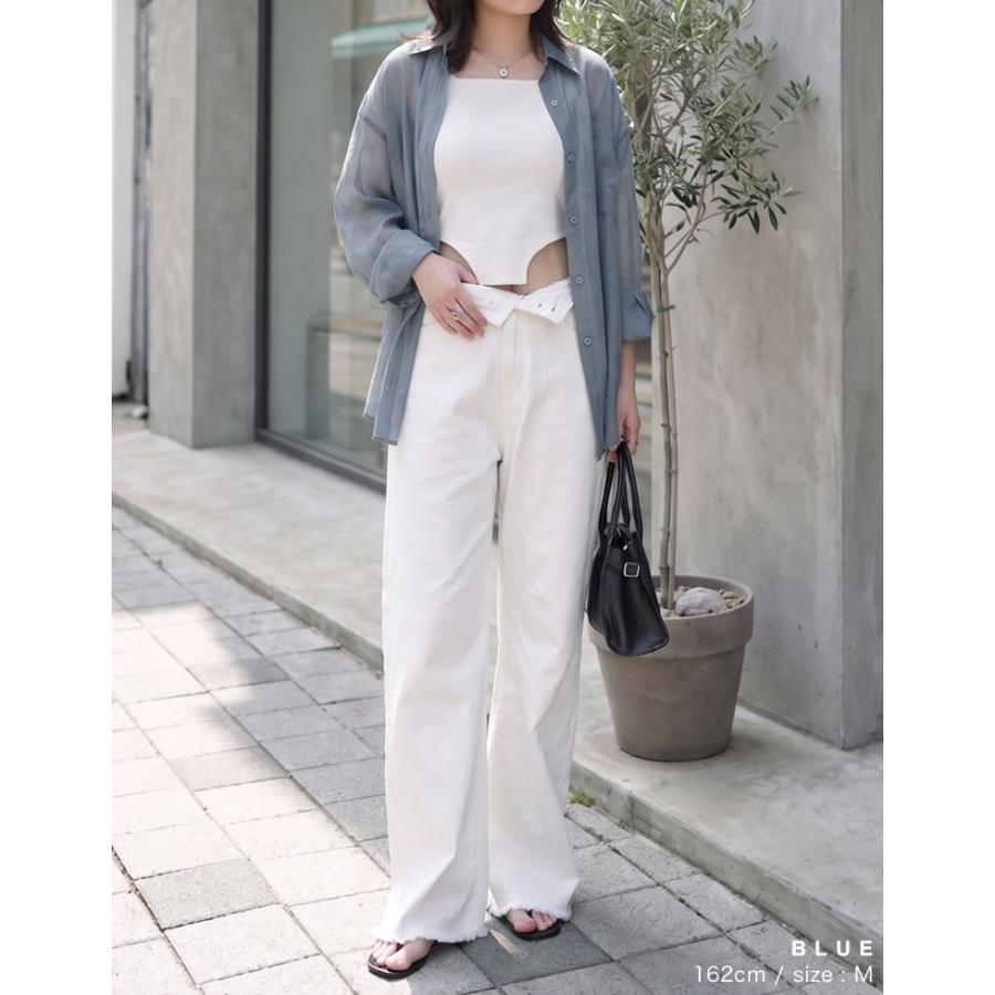 ブラウス レディース トップス シャツ M/L シアー 羽織り 2WAYシャツ 透け感 体型カバー 胸ポケット 春夏[mb] | Re:EDIT | 12
