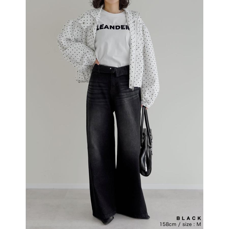 デニム レディース パンツ 低身長 高身長 ワイドデニム ジーンズ 折り返し 体型カバー バギーパンツ ポケットあり 春夏 | Re:EDIT | 17