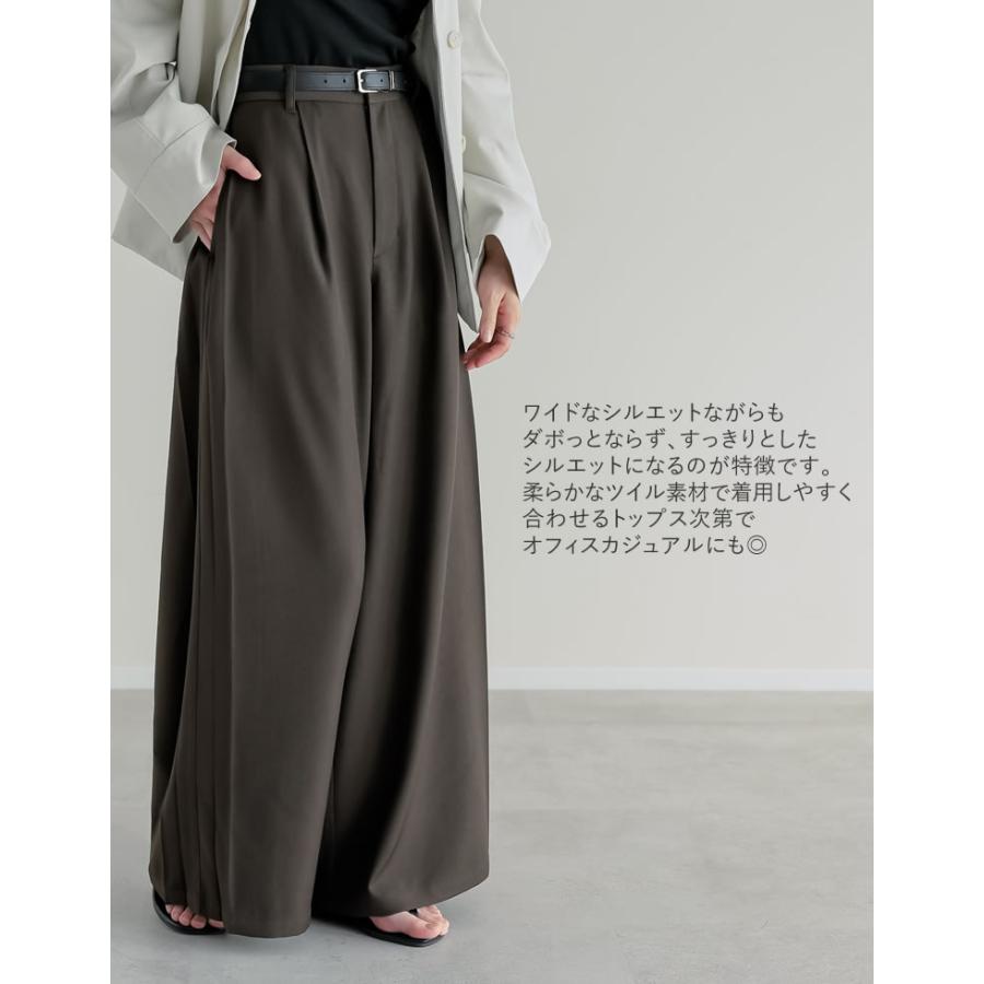 パンツ スラックス ワイドパンツ レディース 5色 低身長 高身長 体型カバー ウエストバッグゴム ポケットあり 春夏 | Re:EDIT | 16