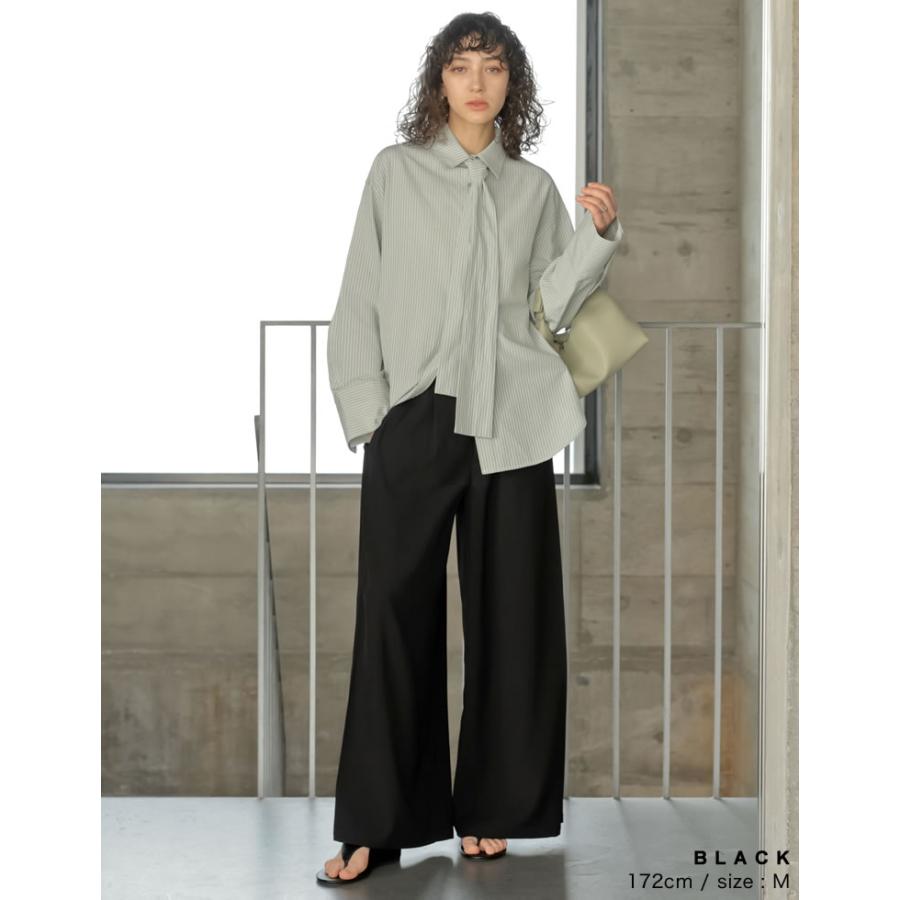 パンツ スラックス ワイドパンツ レディース 5色 低身長 高身長 体型カバー ウエストバッグゴム ポケットあり 春夏 | Re:EDIT | 17