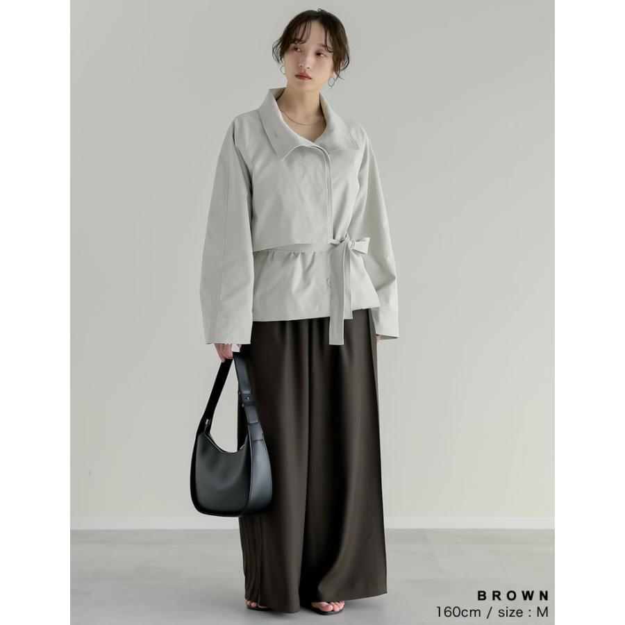 パンツ スラックス ワイドパンツ レディース 5色 低身長 高身長 体型カバー ウエストバッグゴム ポケットあり 春夏 | Re:EDIT | 19