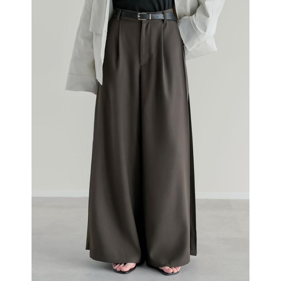 パンツ スラックス ワイドパンツ レディース 5色 低身長 高身長 体型カバー ウエストバッグゴム ポケットあり 春夏 | Re:EDIT | 20