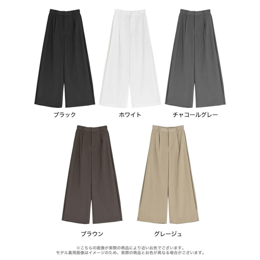 パンツ スラックス ワイドパンツ レディース 5色 低身長 高身長 体型カバー ウエストバッグゴム ポケットあり 春夏 | Re:EDIT | 22