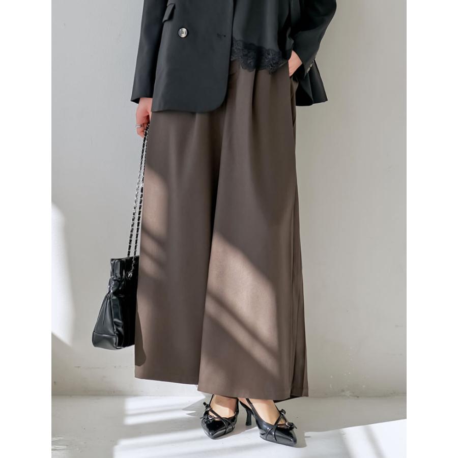 パンツ スラックス ワイドパンツ レディース 5色 低身長 高身長 体型カバー ウエストバッグゴム ポケットあり 春夏 | Re:EDIT | 07