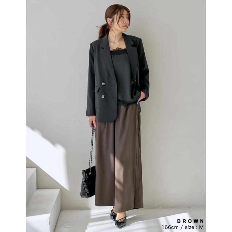 パンツ スラックス ワイドパンツ レディース 5色 低身長 高身長 体型カバー ウエストバッグゴム ポケットあり 春夏 | Re:EDIT | 08