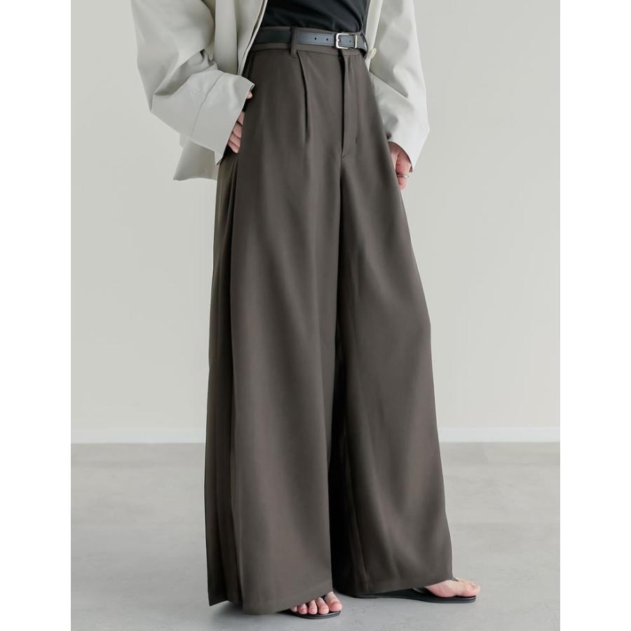 パンツ スラックス ワイドパンツ レディース 5色 低身長 高身長 体型カバー ウエストバッグゴム ポケットあり 春夏 | Re:EDIT | 12