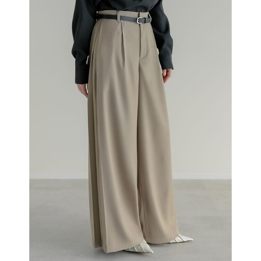 パンツ スラックス ワイドパンツ レディース 5色 低身長 高身長 体型カバー ウエストバッグゴム ポケットあり 春夏 | Re:EDIT | 13