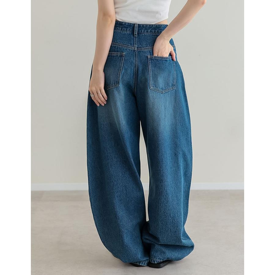 デニム レディース パンツ 低身長 高身長 ジーンズ カーブパンツ バレルパンツ 体型カバー ポケットあり 綿100% 2026春夏 | Re:EDIT | 13