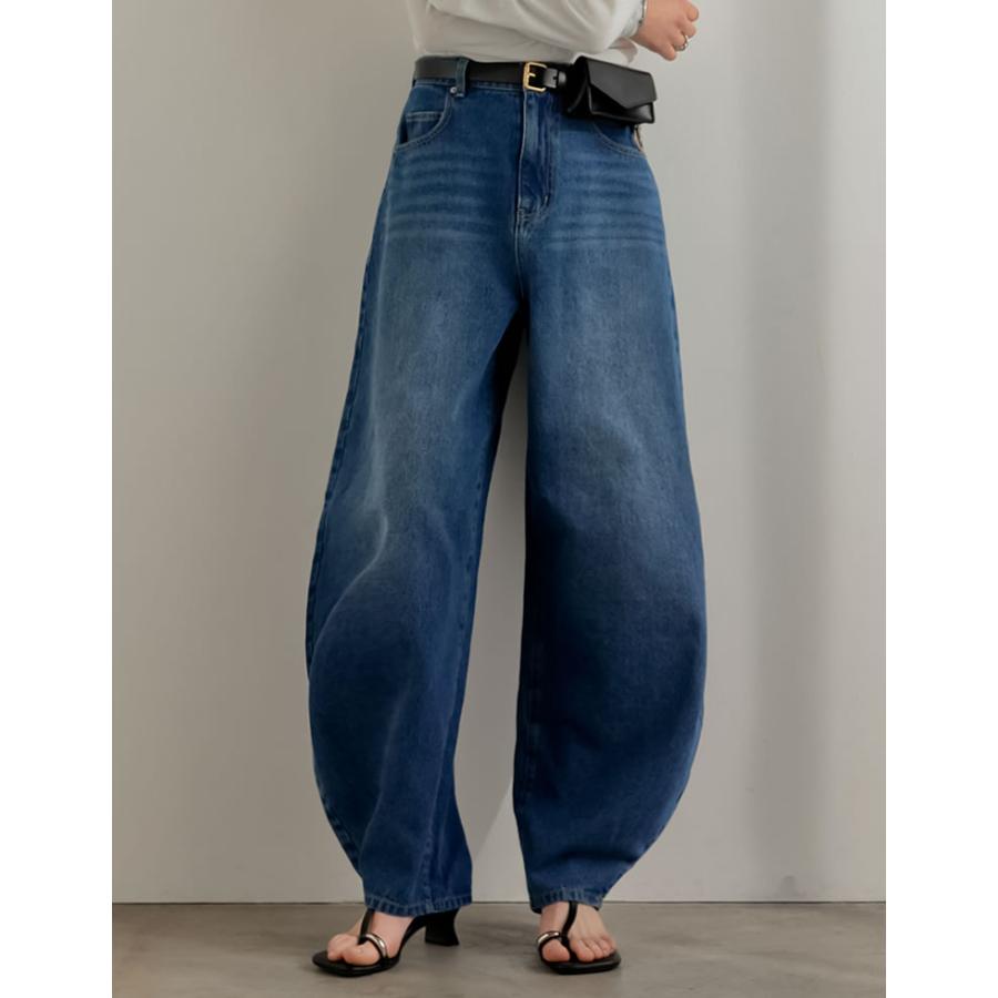 デニム レディース パンツ 低身長 高身長 ジーンズ カーブパンツ バレルパンツ 体型カバー ポケットあり 綿100% 2026春夏 | Re:EDIT | 14