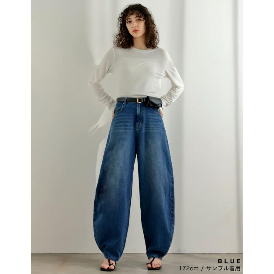 デニム レディース パンツ 低身長 高身長 ジーンズ カーブパンツ バレルパンツ 体型カバー ポケットあり 綿100% 2026春夏 | Re:EDIT | 15