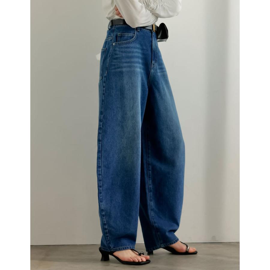 デニム レディース パンツ 低身長 高身長 ジーンズ カーブパンツ バレルパンツ 体型カバー ポケットあり 綿100% 2026春夏 | Re:EDIT | 16