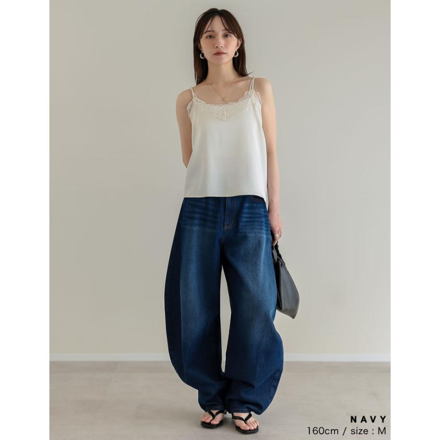 デニム レディース パンツ 低身長 高身長 ジーンズ カーブパンツ バレルパンツ 体型カバー ポケットあり 綿100% 2026春夏 | Re:EDIT | 17