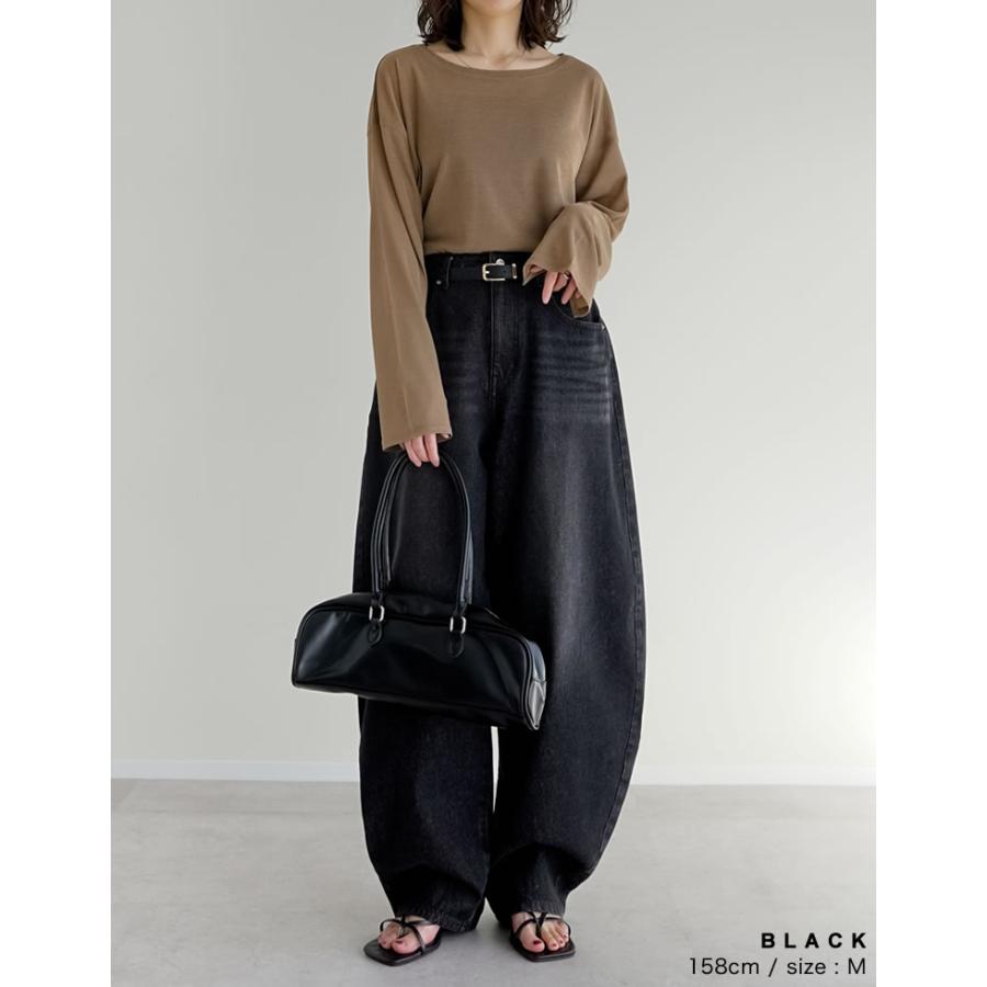 デニム レディース パンツ 低身長 高身長 ジーンズ カーブパンツ バレルパンツ 体型カバー ポケットあり 綿100% 2026春夏 | Re:EDIT | 19