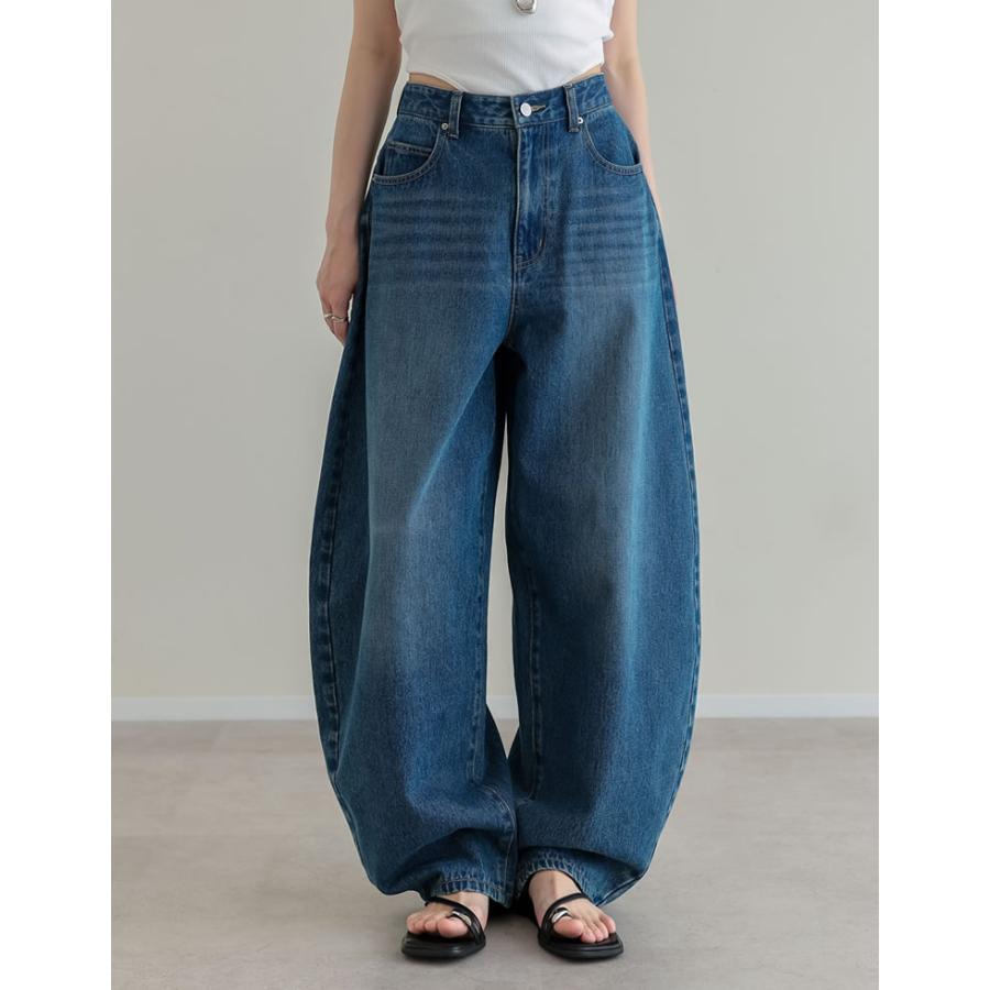 デニム レディース パンツ 低身長 高身長 ジーンズ カーブパンツ バレルパンツ 体型カバー ポケットあり 綿100% 2026春夏 | Re:EDIT | 05