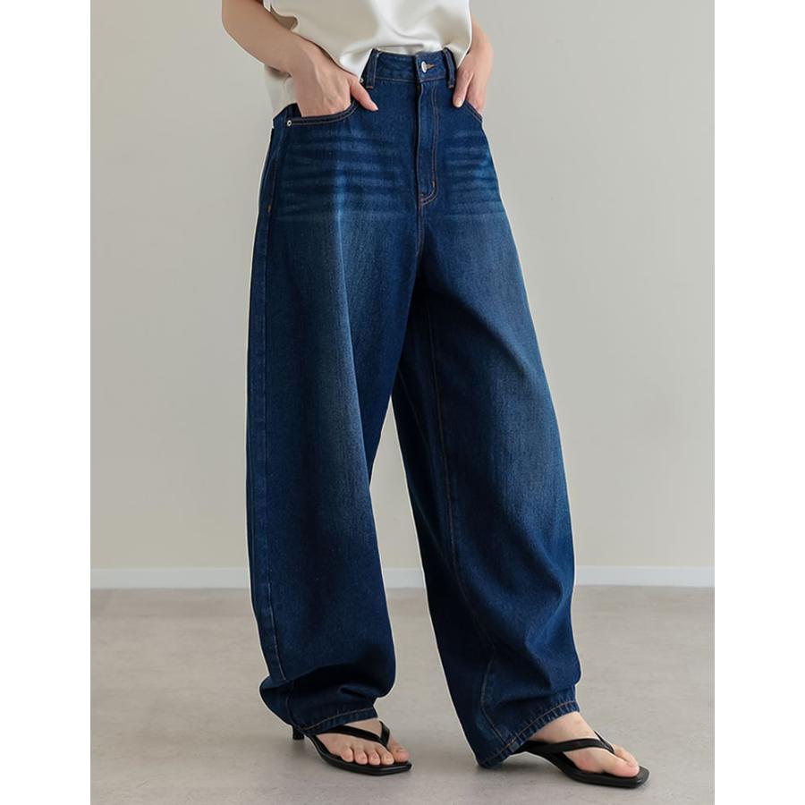 デニム レディース パンツ 低身長 高身長 ジーンズ カーブパンツ バレルパンツ 体型カバー ポケットあり 綿100% 2026春夏 | Re:EDIT | 06
