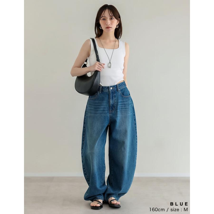 デニム レディース パンツ 低身長 高身長 ジーンズ カーブパンツ バレルパンツ 体型カバー ポケットあり 綿100% 2026春夏 | Re:EDIT | 12