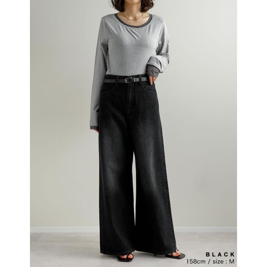 デニム レディース パンツ 低身長 高身長 ジーンズ バギーパンツ ワイドパンツ 体型カバー 美脚 ポケットあり 春夏 | Re:EDIT | 18