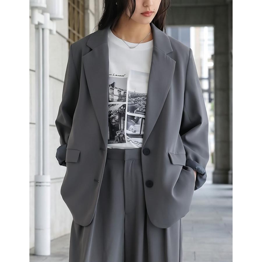 ジャケット テーラード レディース 4色 M/L シングル アウター 羽織り セットアップ対応 シワになりにくい 洗える 接触冷感 春夏 | Re:EDIT | 16