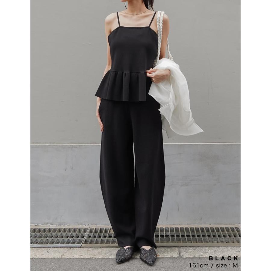 パンツ レディース ワイドパンツ カーブパンツ バレルパンツ 低身長 高身長 ニットパンツ ウエストゴム 体型カバー ポケットあり 2026春夏 | Re:EDIT | 17