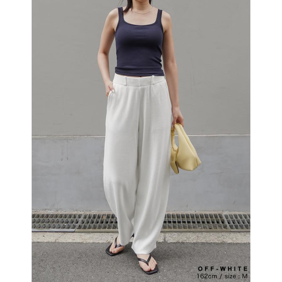 パンツ レディース ワイドパンツ カーブパンツ バレルパンツ 低身長 高身長 ニットパンツ ウエストゴム 体型カバー ポケットあり 2026春夏 | Re:EDIT | 18