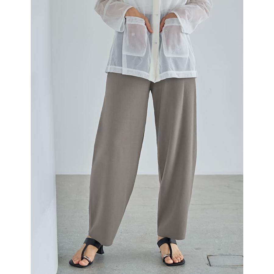 パンツ レディース ワイドパンツ カーブパンツ バレルパンツ 低身長 高身長 ニットパンツ ウエストゴム 体型カバー ポケットあり 2026春夏 | Re:EDIT | 06