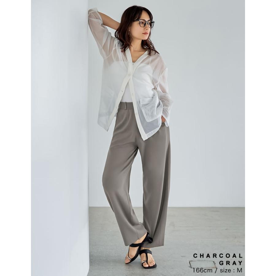 パンツ レディース ワイドパンツ カーブパンツ バレルパンツ 低身長 高身長 ニットパンツ ウエストゴム 体型カバー ポケットあり 2026春夏 | Re:EDIT | 07