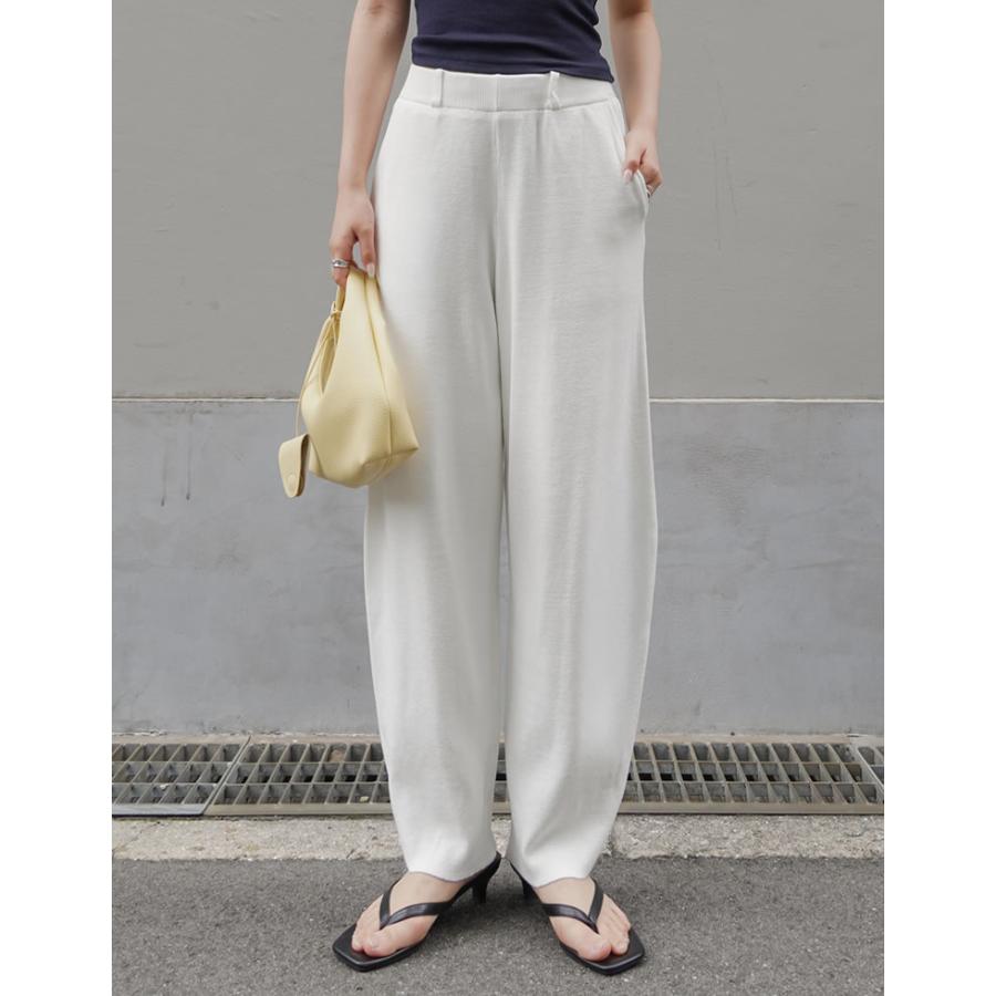 パンツ レディース ワイドパンツ カーブパンツ バレルパンツ 低身長 高身長 ニットパンツ ウエストゴム 体型カバー ポケットあり 2026春夏 | Re:EDIT | 10